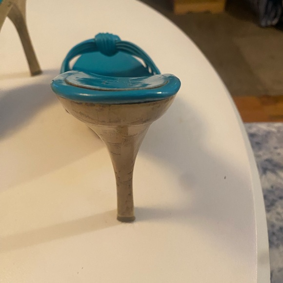 Delicious Turquoise Strappy Heels with Studs - Picture 6 of 12